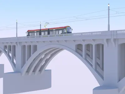 Warsaw tram bridge 3D model