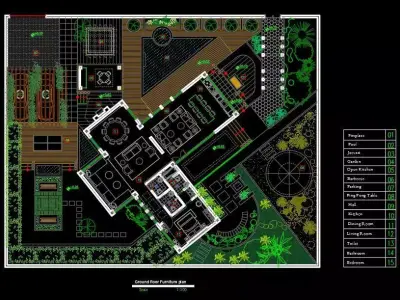 Small Modern Villa House Plan with Large Yard  1 Master Bedroom 3D model