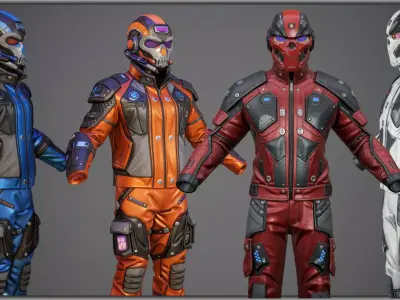 Sci-Fi Clothing Pack 01 and 02 Bundle Low-poly 3D model