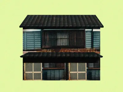 Two Floor old Japanease House Low-poly 3D model