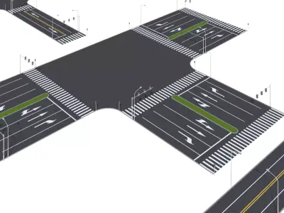 Parking Lot Scene with Low-poly 3D model