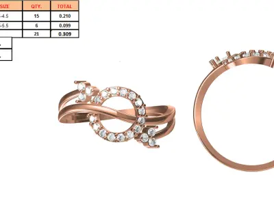 Light Weight Wedding Engagement Women Ring STL JCD Details 3D print model 9