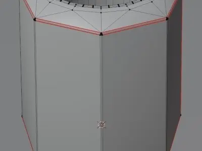 Concrete octagonal trash can  Low-poly 3D model