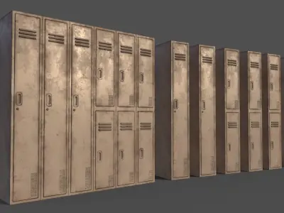 PBR School Gym Locker 06 - White Low-poly 3D model