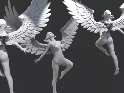 Crescent Angel Statue  3D model