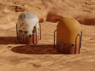 Mars module and landscape 3D models Low-poly 3D model