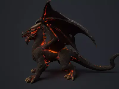 Stylized Lava Dragon Low-poly 3D model