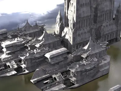 Waterfront Chinese style 3D model
