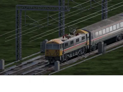 British rail class 87 intercity with  coaches 3D model