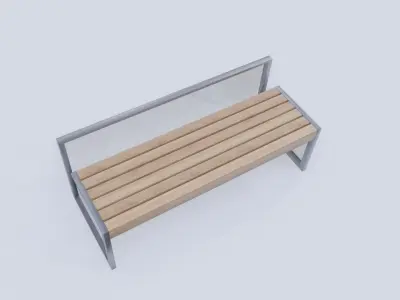 City park garden bench Low-poly 3D model