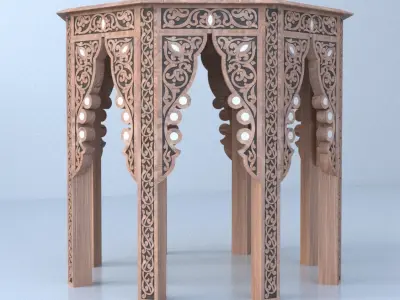  Damascene Arabesque Antique Table 3D model