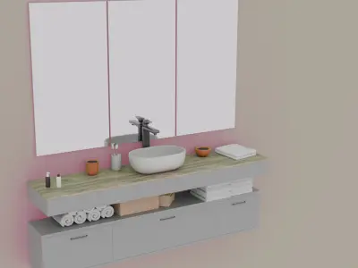 Bath Sink Wall Low-poly 3D model