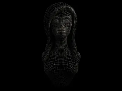 Sci-fi Bust Female Low-poly 3D model