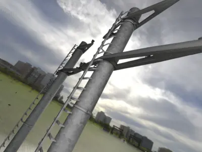 Steel power pole with ladder - Objekt 068 Low-poly 3D model
