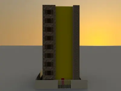 8 floor tall yellow apartment building code 102  Free 3D print model