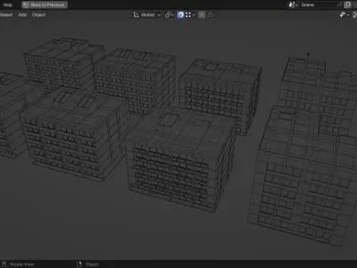 Low Poly Apartment Buildings Pack 1 Low-poly 3D model