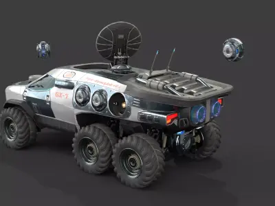 GX7 Scout Sci-Fi Exploration Vehicle with Docking Drone System 3D model
