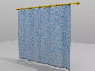 Curtains double simulations Low-poly 3D model