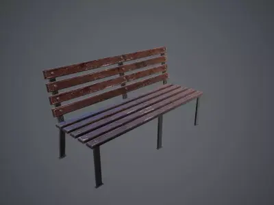 Bench wooden Low-poly 3D model buy
