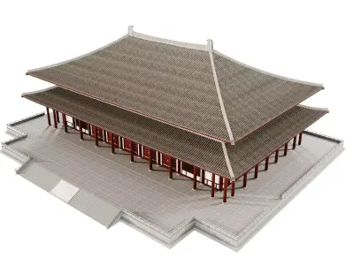 Japanese Historic Buddhist Temple Main Hall 3D model