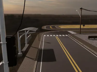 Modular Streets with over 40 urban props Low-poly 3D model