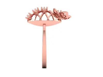 Solitaire Wedding Engagement Women Light Weight Flower Rings 3D print model 9