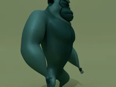 Cartoon Monster Blue Gorilla 3D model