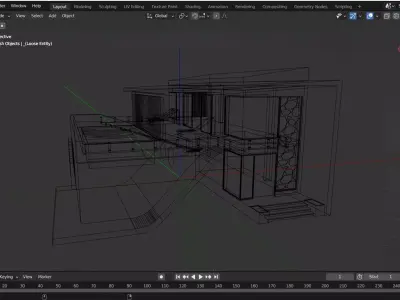 Modern Beach House Architecture Low-poly 3D model