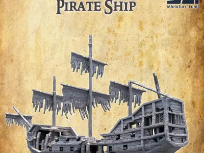 Ruined Pirate Ship Tabletop Terrain 28 MM 3D print model