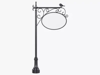 Forged column with hanging sign 02 3D model