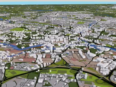 Leeds City UK Low-poly 3D model