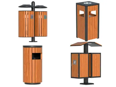 Collection Outdoor Trash Bins 3D Model Pack