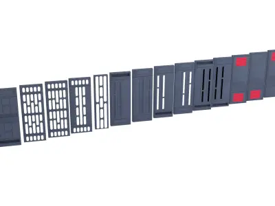 Death Star hallway walls and doors - 1-18 scale Kenner Hasbro 3D Model Pack