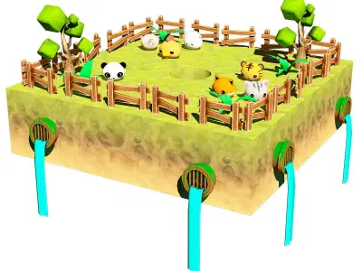 Farm level modular 3d model Low-poly 3D model