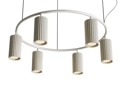 LUPS 6 Head Round Nordic Spot Chandelier Low-poly 3D model