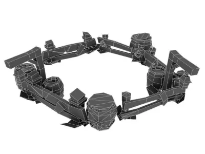 Barrel n Fence Set - Low Poly Hand Painted Low-poly 3D model