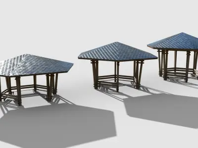 Wooden Pavilion Low-poly 3D model
