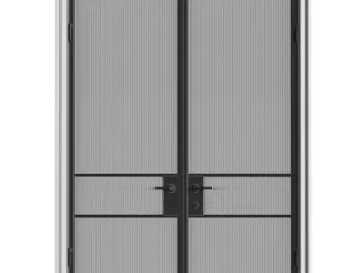 Glass fluted Entrance Loft Interior Doors 3D model