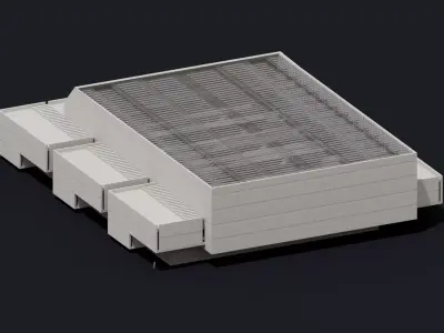 Brutalist Theatre Building 19 Low-poly 3D model