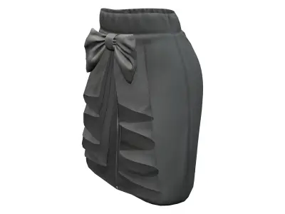 Front Ruffled Mini Skirt Low-poly 3D model