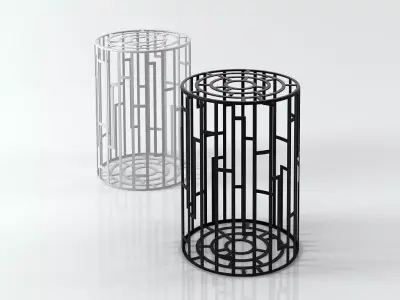 Kub three colorful metal stools 3D model