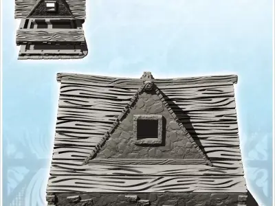Wooden roofed mill with water wheel and floor 17 - Medieval Goth 3D print model