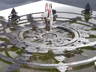 Kingdom of the Trench Vast sci fi plane Low-poly 3D model