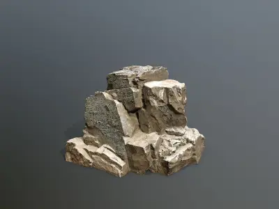 ancient Egyptian rocks with hieroglyphic  Low-poly 3D model