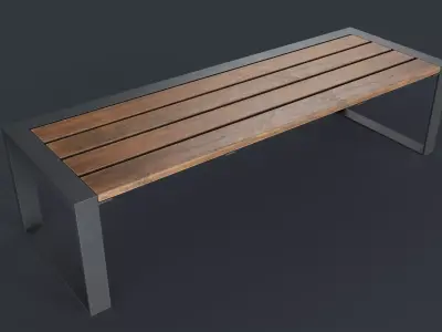 Modern Outdoor Bench 11 PBR Game Ready Low-poly 3D model