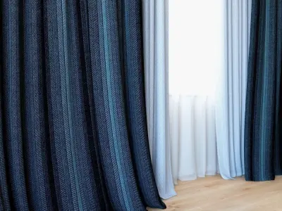 Curtains 06 Canvas curtains and tulle 3D model