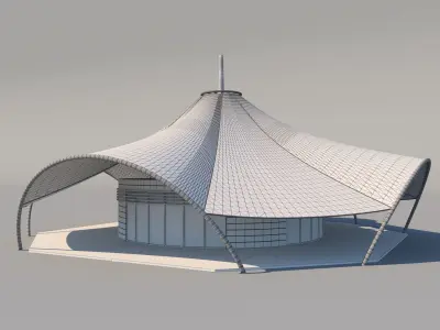 Cafe with Membran Canopy 3D model