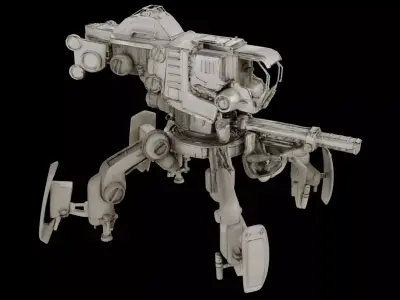 Futuristic 4 Legs Combat Mech Robot 3D model
