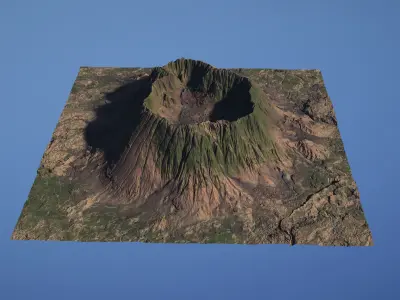 Landscape Environment Volcano Snow 03 Low-poly 3D model
