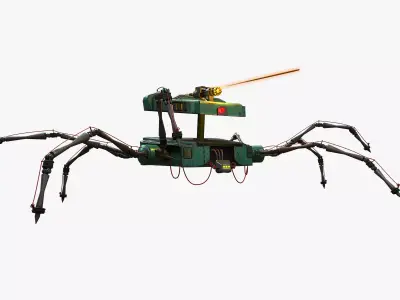 Robotic Character SPIDER with RIG Low-poly 3D model